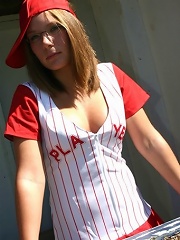 Baseball girl nipple slip!